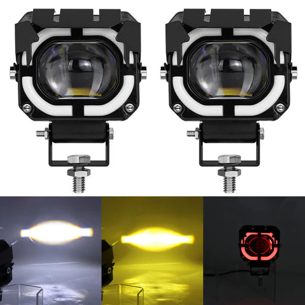 Metal Projector Light With Red DRL |Universal for CAR&BIKE|
